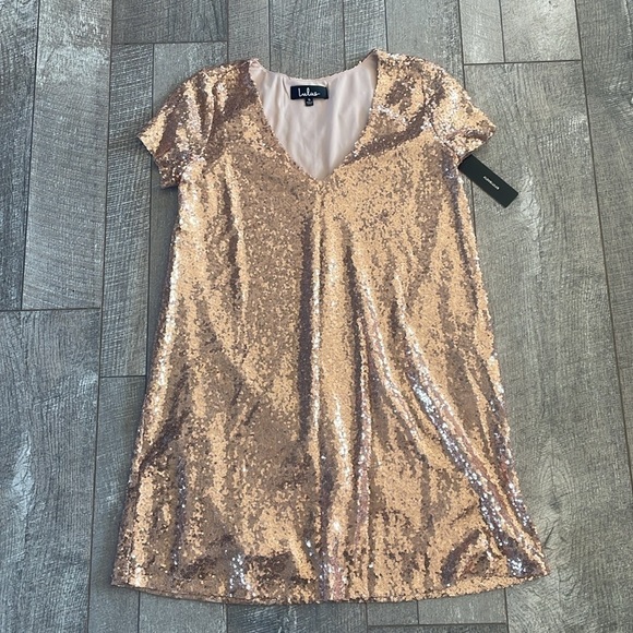Lulu's Size Small Gold Sequin Party Dress New With Tags - Picture 3 of 7
